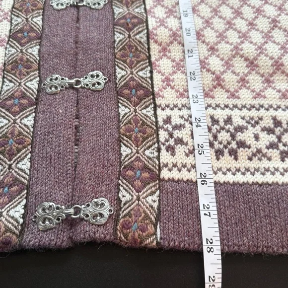Dale of Norway Sweater Dale Classic Purple Fair Isle Cardigan Clasp Snow Winter - Picture 10 of 10
